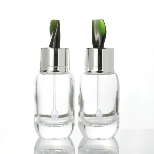 Serum Essential Oil glass bottle with white silver dropper