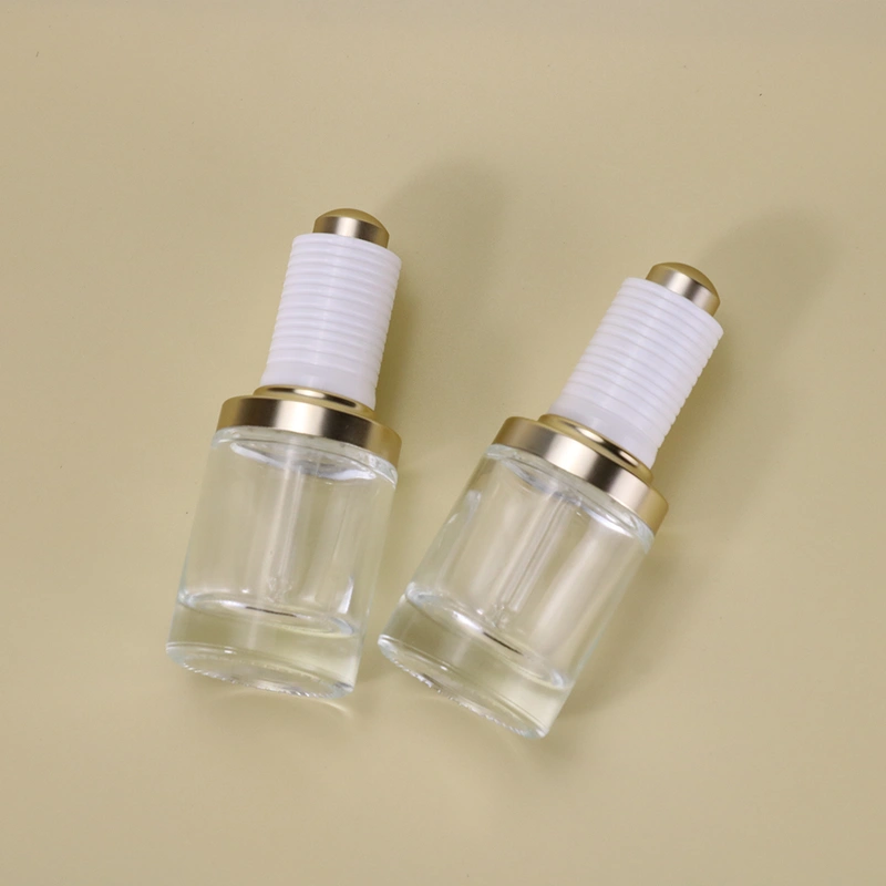 In Stock cosmetic 30ml serum cylinder flat shoulder dropper bottle