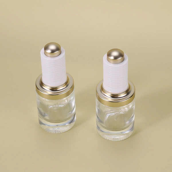 In Stock cosmetic 30ml serum cylinder flat shoulder dropper bottle