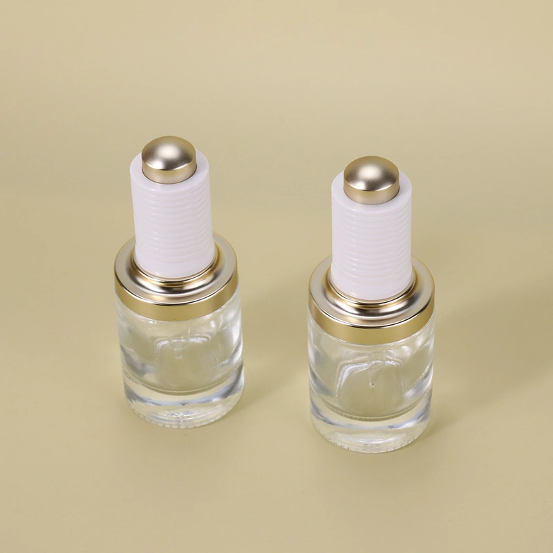 In Stock cosmetic 30ml serum cylinder flat shoulder dropper bottle