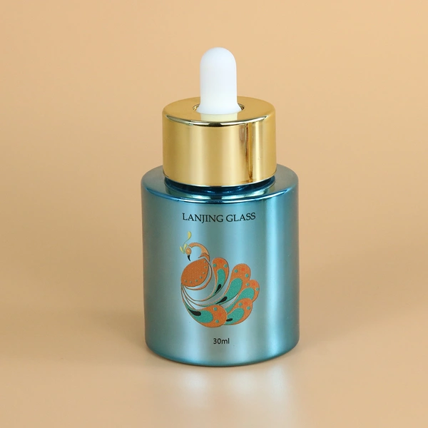 UV 30ml glass pump dropper bottle for cosmetic packaging set