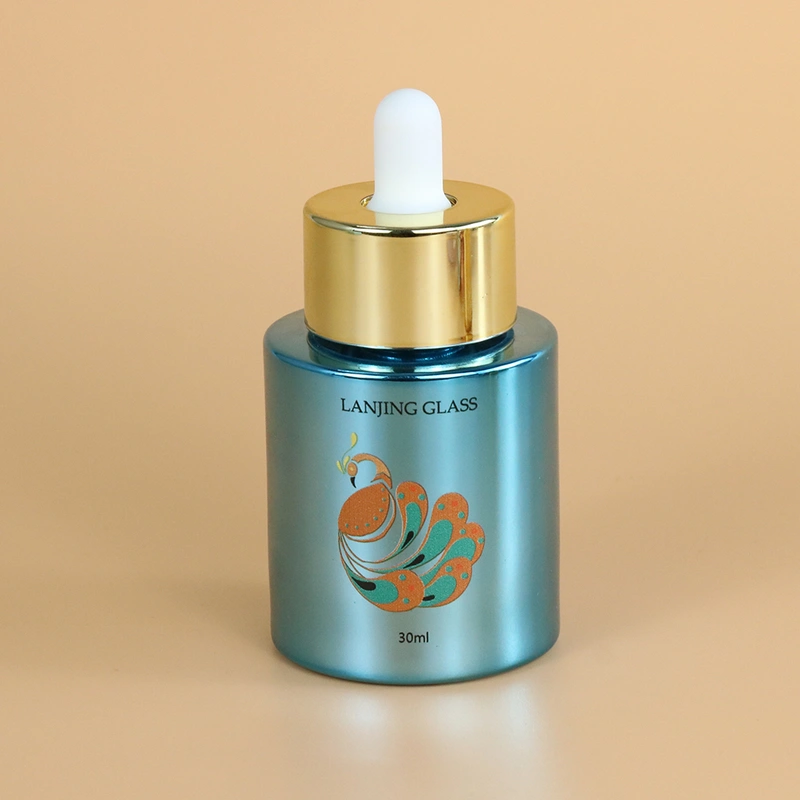 UV 30ml glass pump dropper bottle for cosmetic packaging set