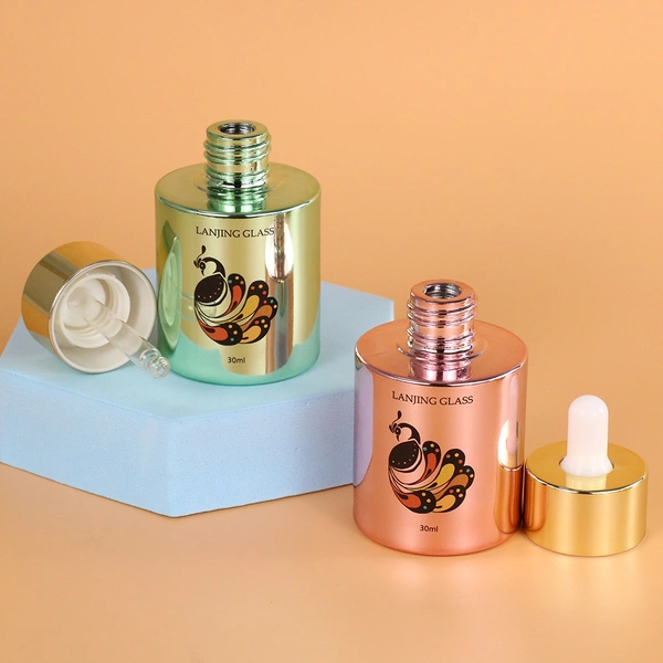 UV 30ml glass pump dropper bottle for cosmetic packaging set