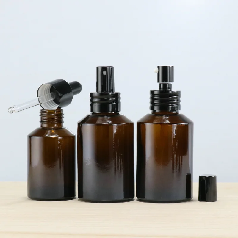 100ML Glass Bottle White Lotion Pump Bottle Cleanser Bottle