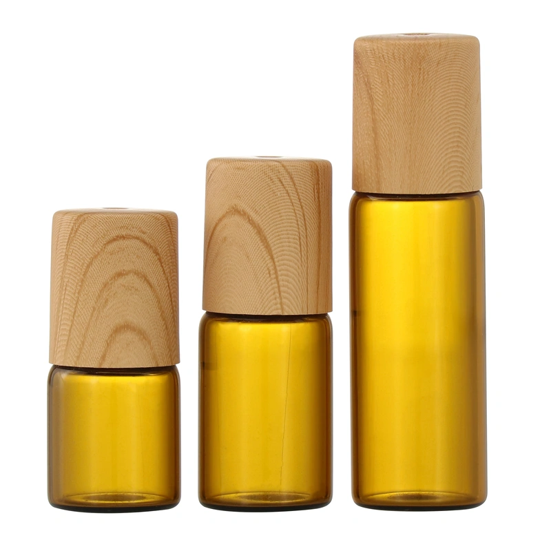  frosted clear amber blue glass roll on bottle with metal roller ball