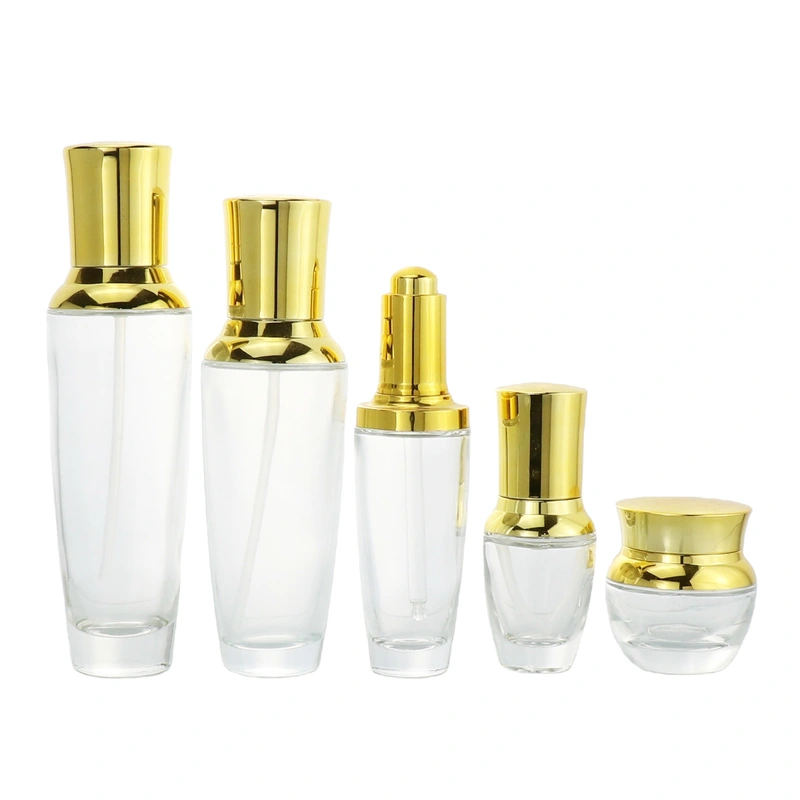 40ml 100ml glass pump bottle and glass jar for cosmetic packaging set
