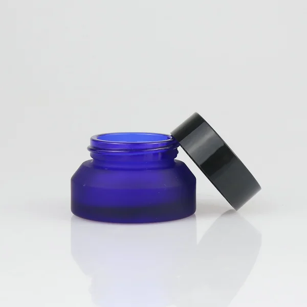 matte clear glass cosmetic cream jar with gold aluminum screw lid