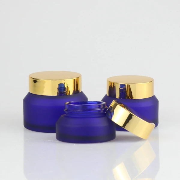 matte clear glass cosmetic cream jar with gold aluminum screw lid