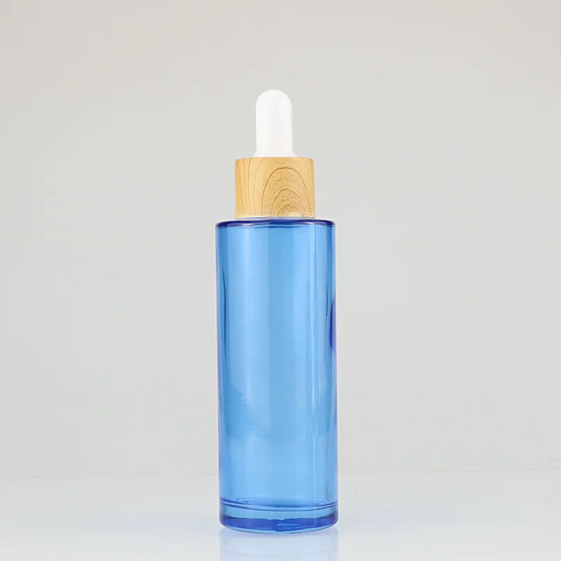 cosmetic package glass essential oil serum glass bamboo dropper bottle