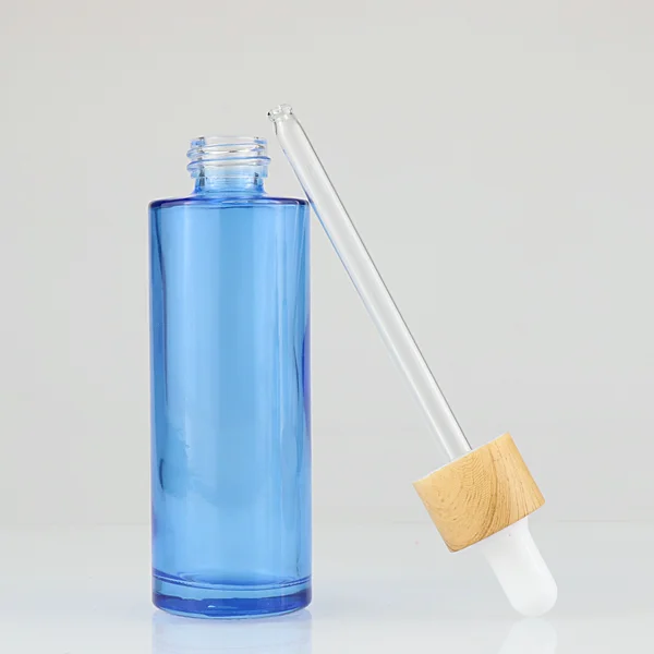 cosmetic package glass essential oil serum glass bamboo dropper bottle