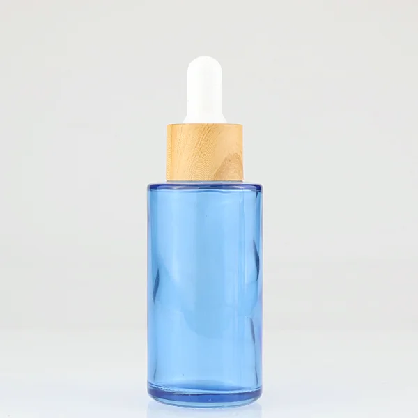 cosmetic package glass essential oil serum glass bamboo dropper bottle