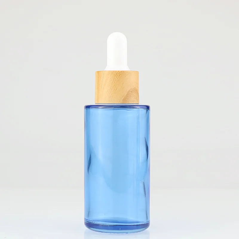 cosmetic package glass essential oil serum glass bamboo dropper bottle