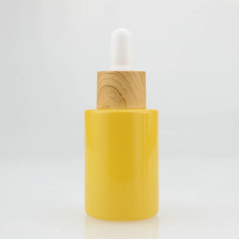 White essential oil serum glass dropper bottle with bamboo cap