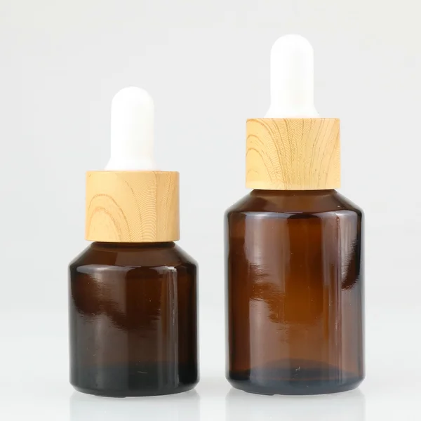 Cosmetic Packing Bamboo Frosted Glass Essential Oil Dropper Bottles