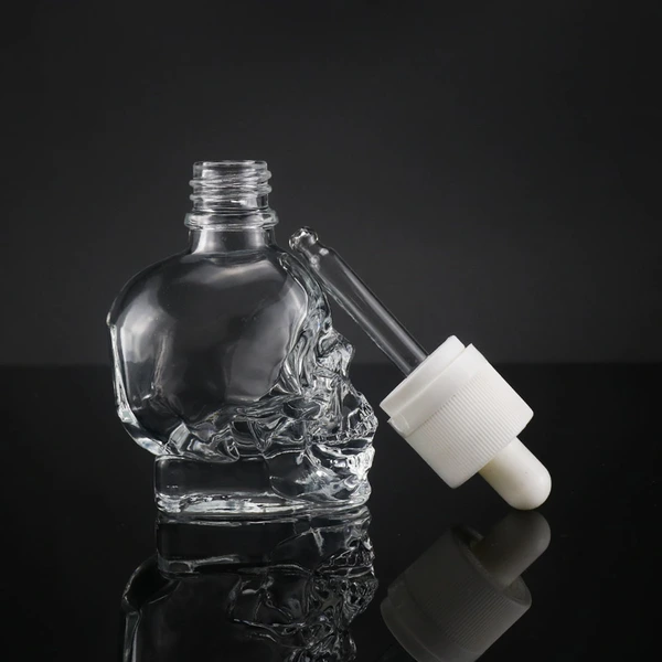 Beard Oil Dispenser 30ml Customization Skull Shaped Oil Dropper Bottle