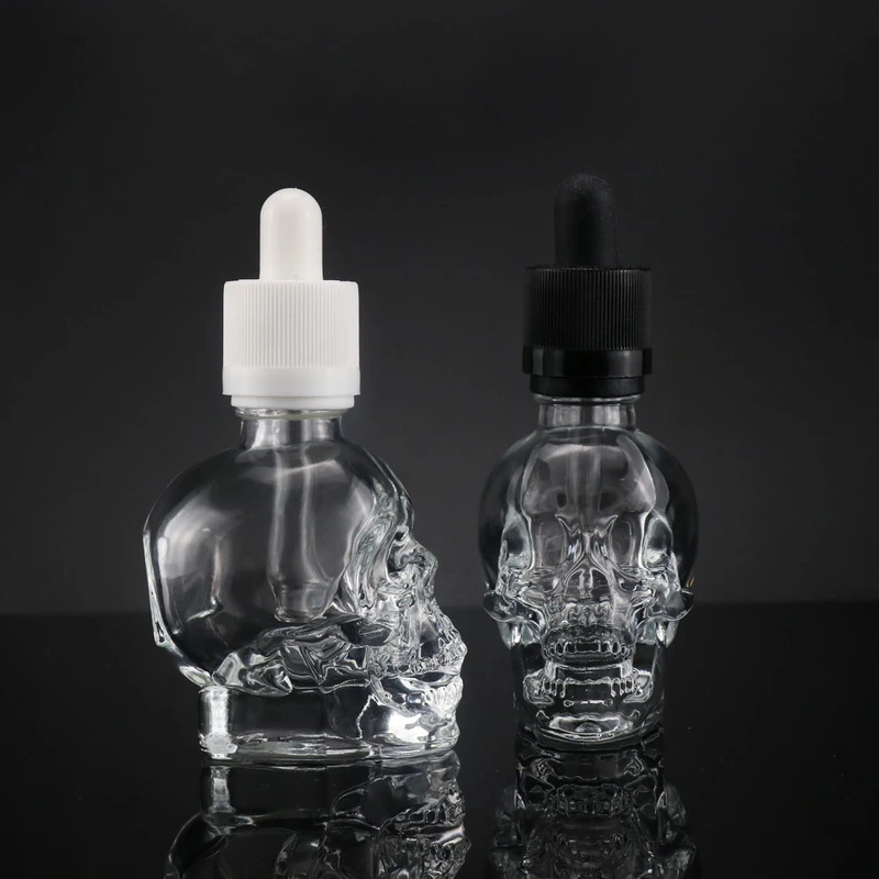 Beard Oil Dispenser 30ml Customization Skull Shaped Oil Dropper Bottle