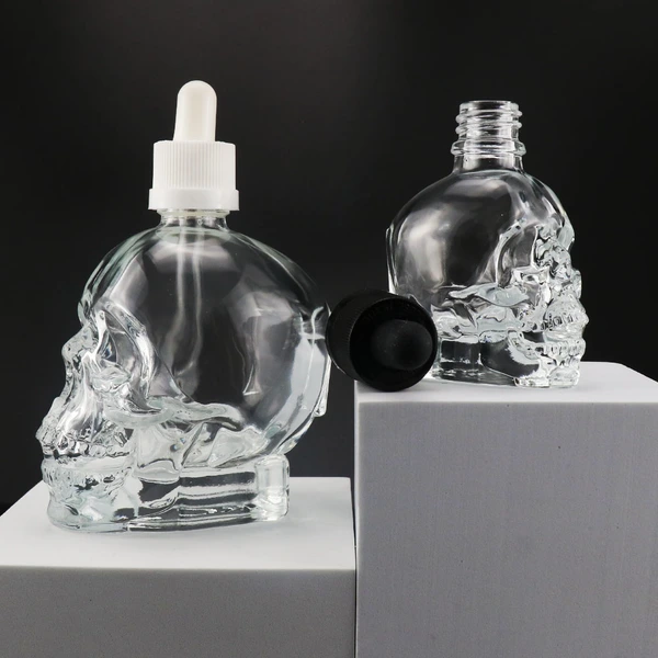 Beard Oil Dispenser 30ml Customization Skull Shaped Oil Dropper Bottle