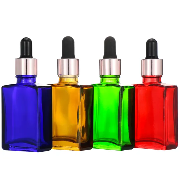 square 30ml colorful dropper oil bottle