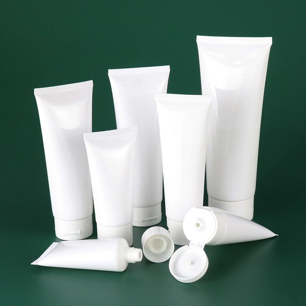  empty cosmetic cream white plastic soft tubes with screw flip top