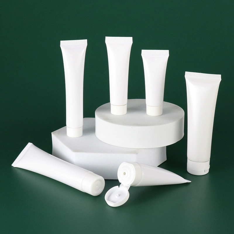 empty cosmetic cream white plastic soft tubes with screw flip top
