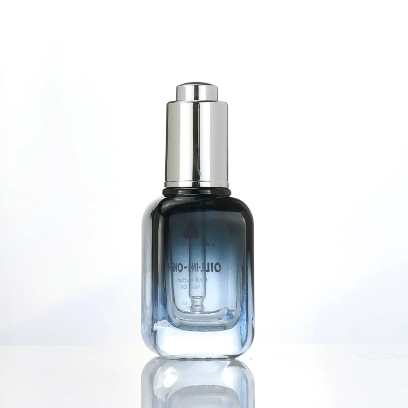 Cosmetic packaging essential oil liquid serum clear frosted bottle 