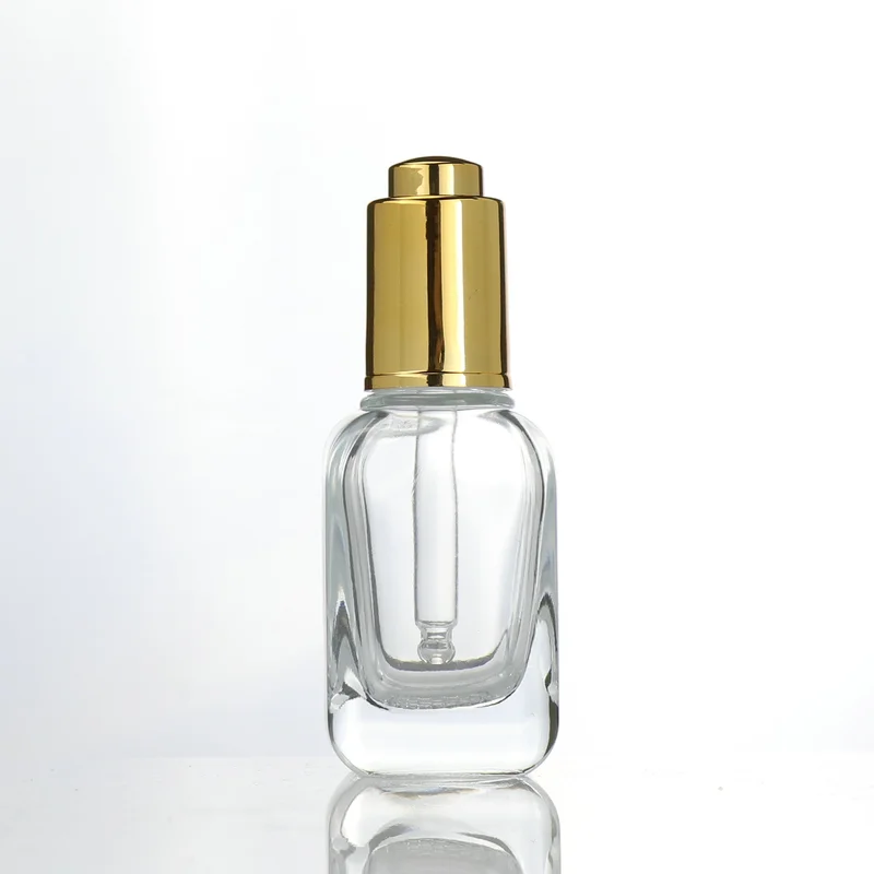 Cosmetic packaging essential oil liquid serum clear frosted bottle 