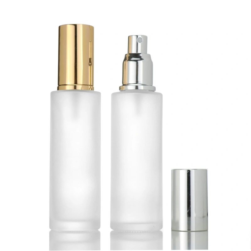 wholesale luxury100ml square round spray cap empty refill glass bottle