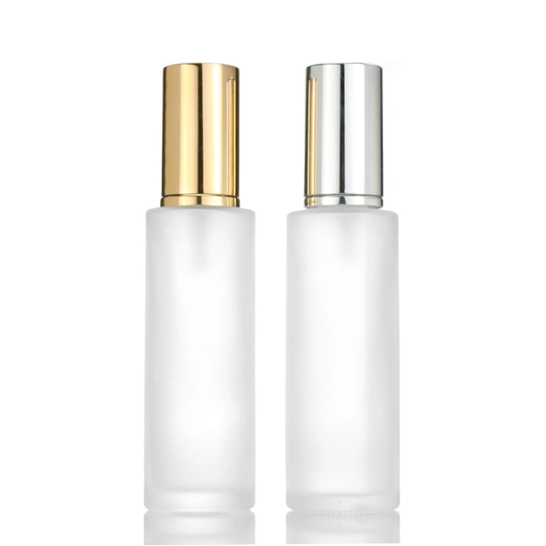 wholesale luxury100ml square round spray cap empty refill glass bottle