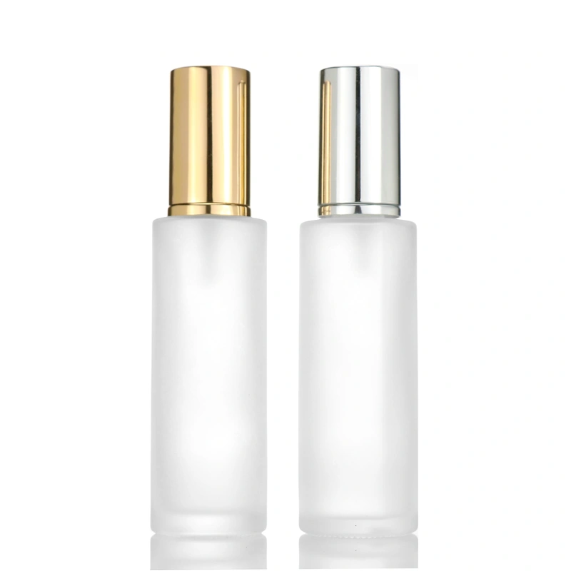 wholesale luxury100ml square round spray cap empty refill glass bottle