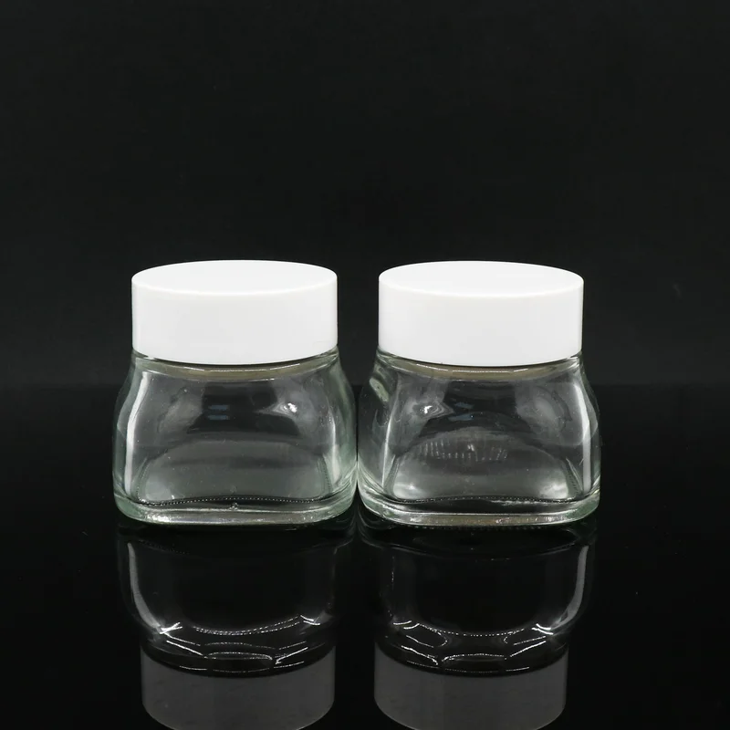  Cosmetic Cream Glass Jar With White Cap 50g 150g 