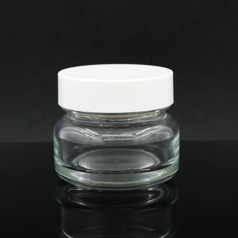  Cosmetic Cream Glass Jar With White Cap 50g 150g 