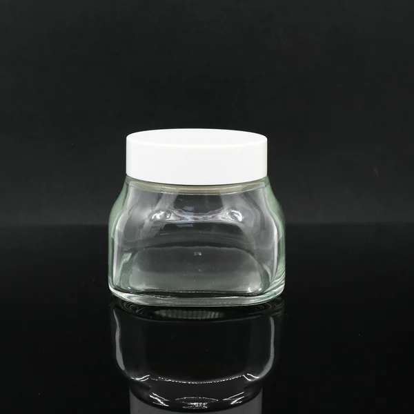 wide mouth skincare cream packaging glass jar with white cap 