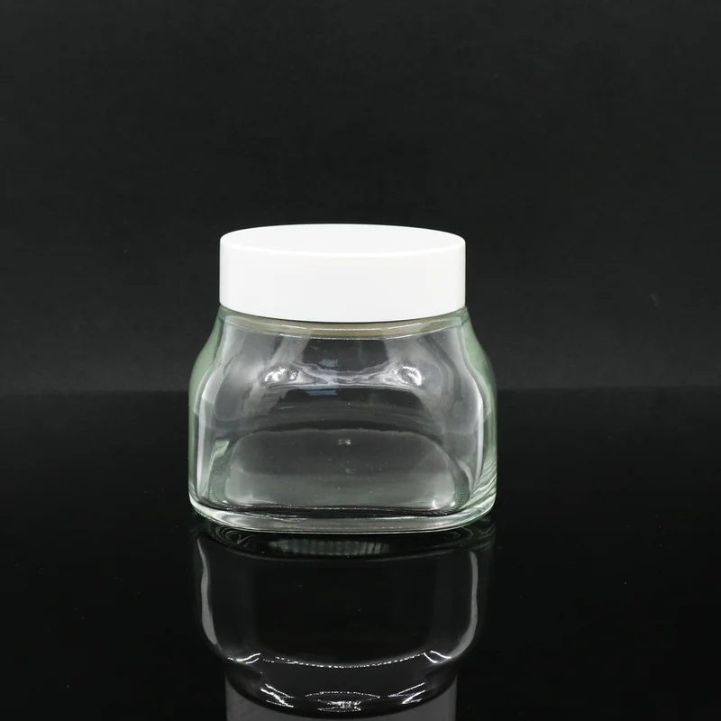 wide mouth skincare cream packaging glass jar with white cap 