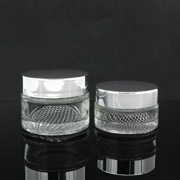 30g 50g  frosted silver screw lid face glass body cream jar