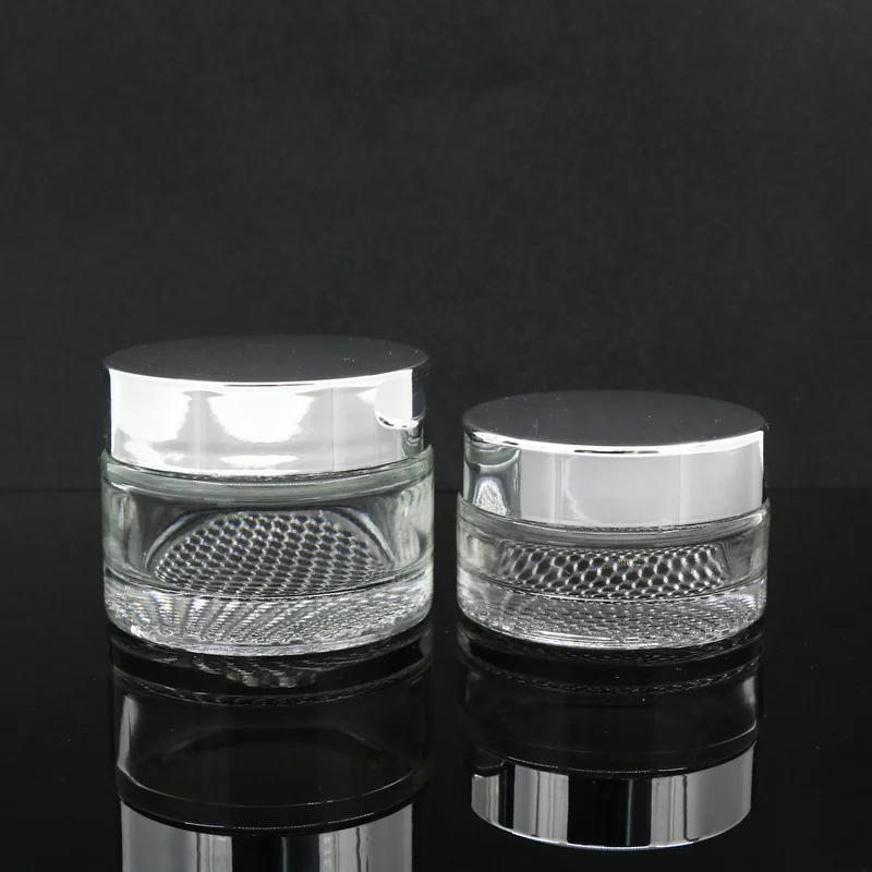 30g 50g  frosted silver screw lid face glass body cream jar