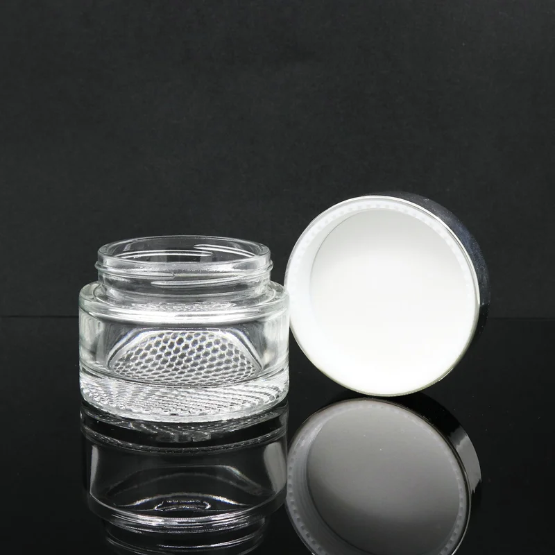 30g 50g  frosted silver screw lid face glass body cream jar