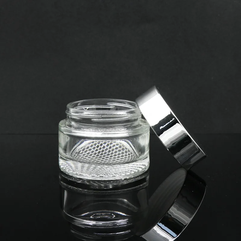30g 50g  frosted silver screw lid face glass body cream jar