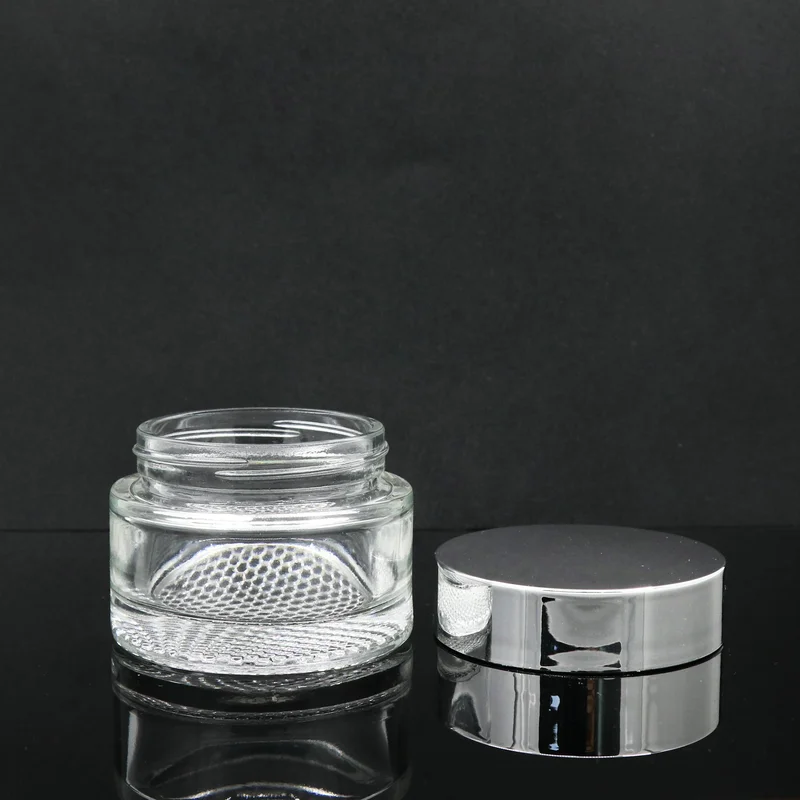 30g 50g  frosted silver screw lid face glass body cream jar