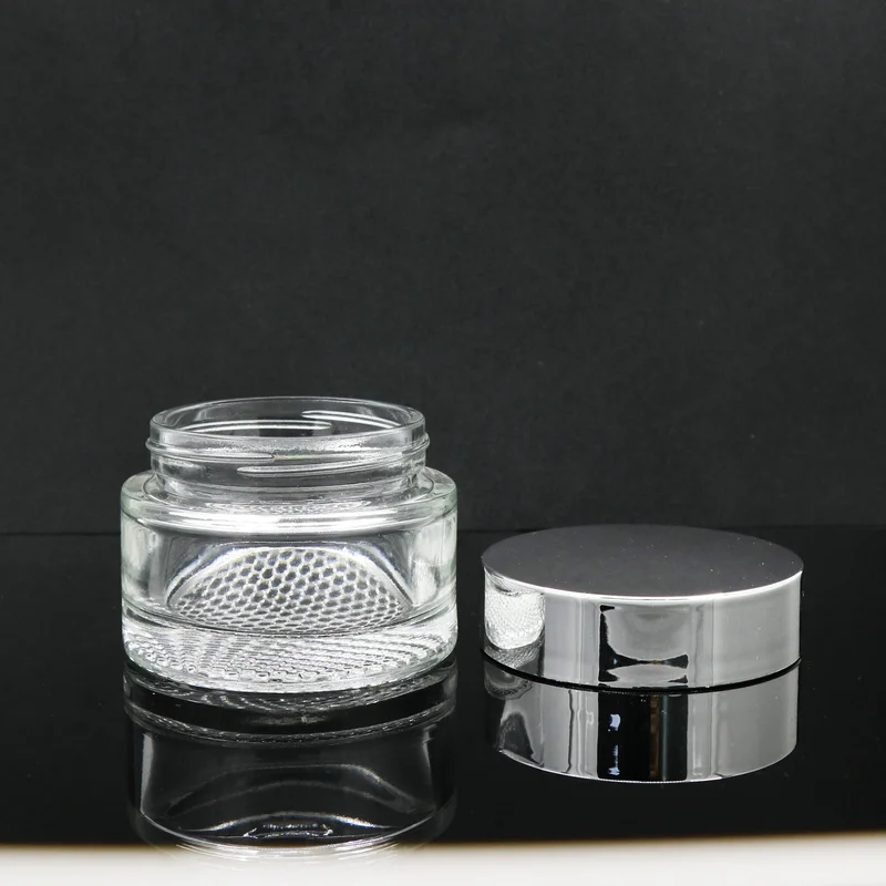 30g 50g  frosted silver screw lid face glass body cream jar