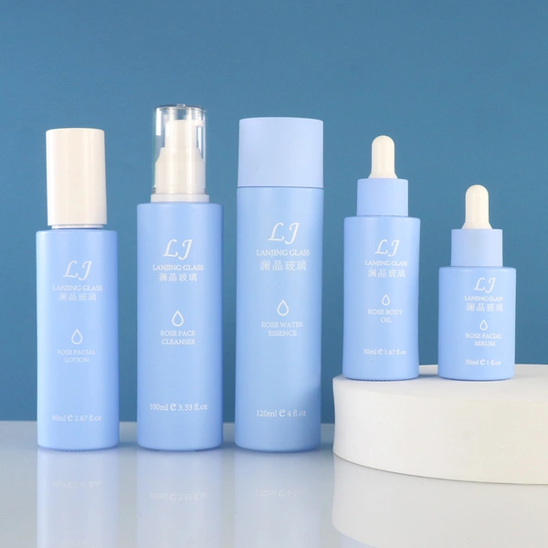 Cosmetic packaging 100ml glass spray bottles set frosted glass bottle