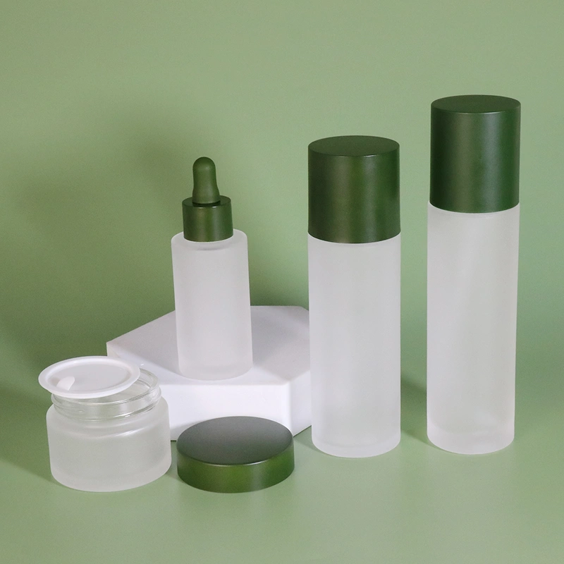 Luxury Cosmetic Product Gradient Pink Glass Lotion bottle packing 