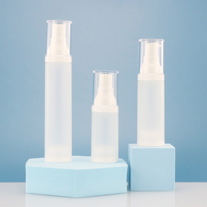 frosted AS cosmetics airless lotion pump bottle with white cap