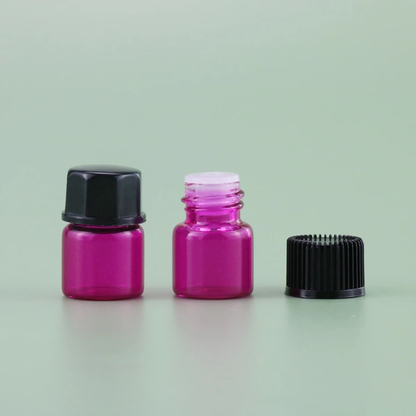 Pink Wholesale round essential oil bottle 5ml glass bottle with dropper 