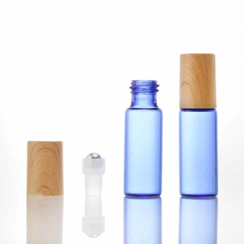 blue pink thin portable travel glass roll on perfume bottle