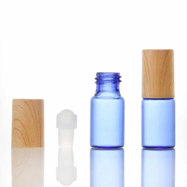 blue 10ml essential oil roll on perfume glass roller bottle
