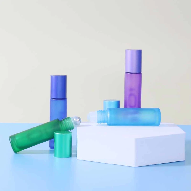   Glass Roll On Bottle with Stainless Roller,glass roll on bottle 10ml with Rose Gold Cap