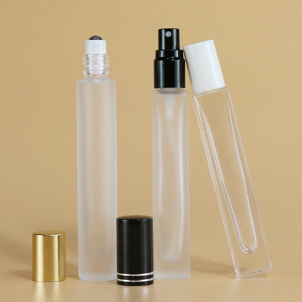 Provide sample 10ml clear perfume spray roll on glass bottles with box
