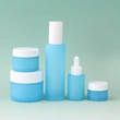 Frosted Blue 30ml 50ml 60ml Glass Cosmetic Face Serum Bottles