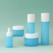 Frosted Blue 30ml 50ml 60ml Glass Cosmetic Face Serum Bottles