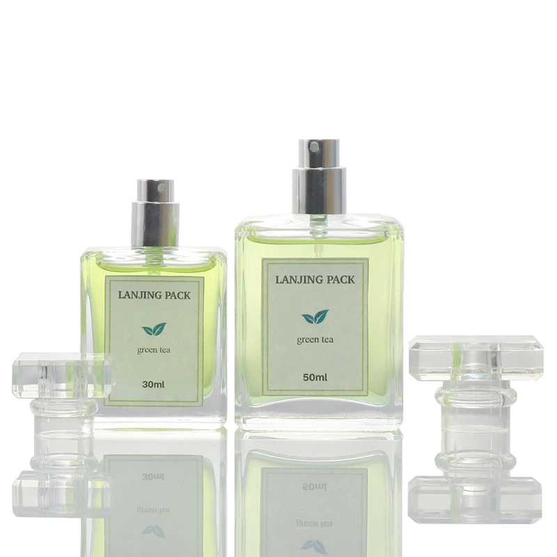 clear flat square empty glass bottle new design perfumes bottle